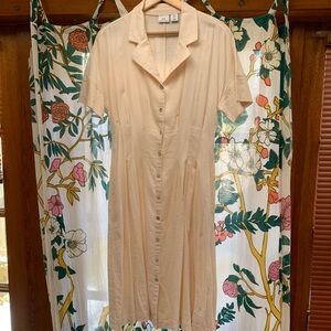 🩷H by Halston Linen Blend Button Down Dress Women’s MIDI Dress size 8.